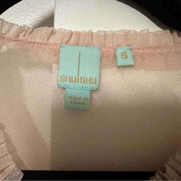 New! Shu Shu pink Mesh feminine modest delicate Sweater Cardigan Size Small - Picture 2 of 8